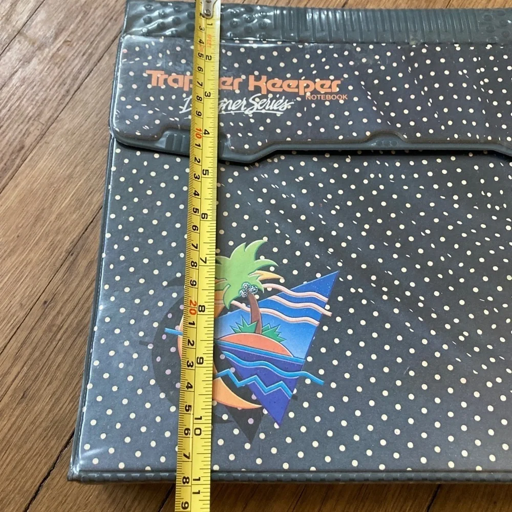 Trapper Keeper Designer Series 3 Ring Binder Navy Polka Dot Palm Tree-2 folders